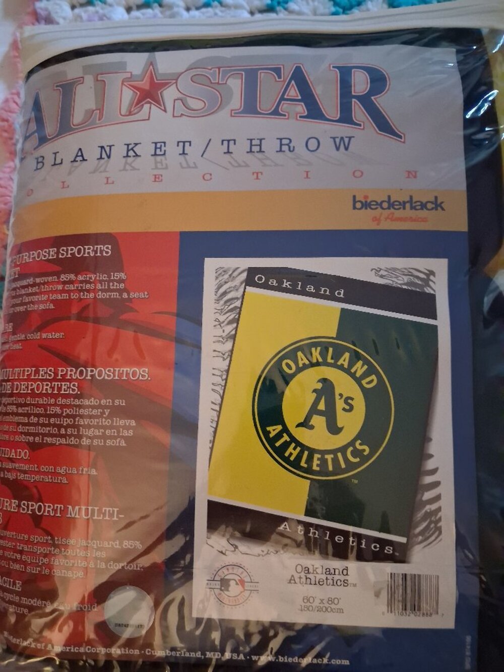 Vintage Oakland A's Biederlack blanket!!! NEVER OPENED!!!